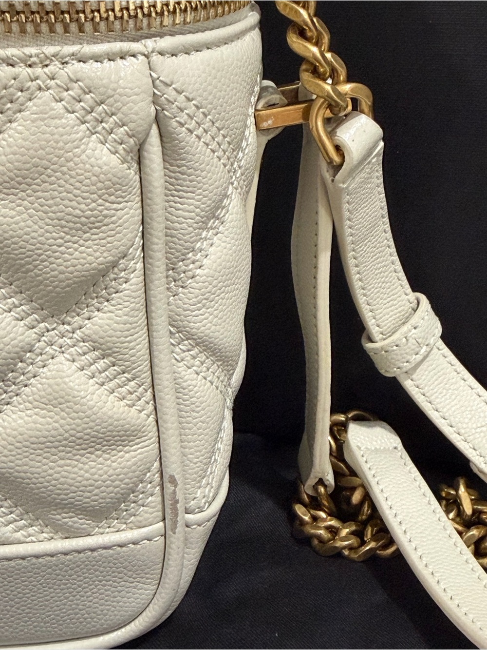 Saint Laurent Cream Quilted Crossbody Camera Bag with Gold Hardware - Picture 4 of 10
